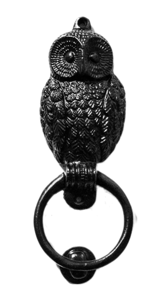Owl Ring Front Door Knocker Black