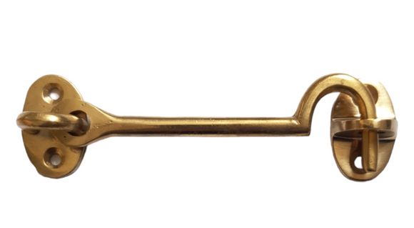 Polished Brass Cabin Hook and Eye 100mm