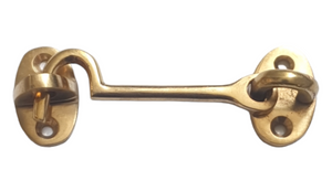 Polished Brass Cabin Hook and Eye 76mm 3"