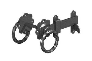 150mm 6" Twisted Ring Gate Latch Black Heavy Duty