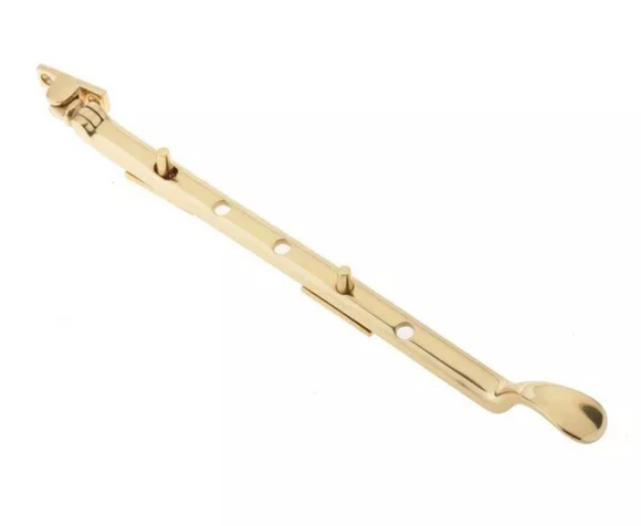 Spoon Head Window Casement Stay Polished Brass 250mm 10”