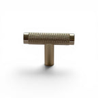 T Knurled Cabinet Knob Brushed Brass