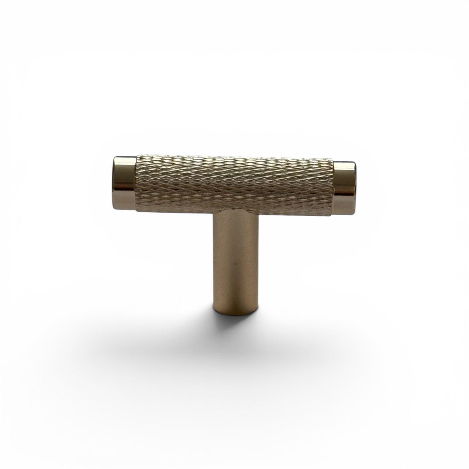 T Knurled Cabinet Knob Brushed Brass
