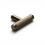 T Knurled Cabinet Knob Brushed Brass