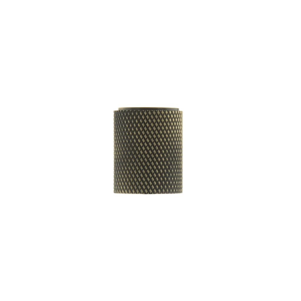 Knurled Cabinet Knob on Concealed Fix - Antique Brass