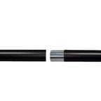 Black metal curtain rod with a round ball finial, adjustable telescoping rod, and wall-mount bracket on a white background.
