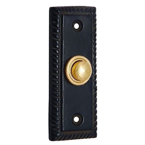Front Door Bell Push Cast Iron Black