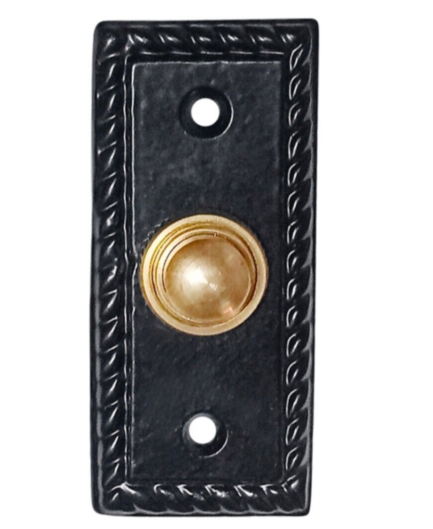 Front Door Bell Push Cast Iron Black