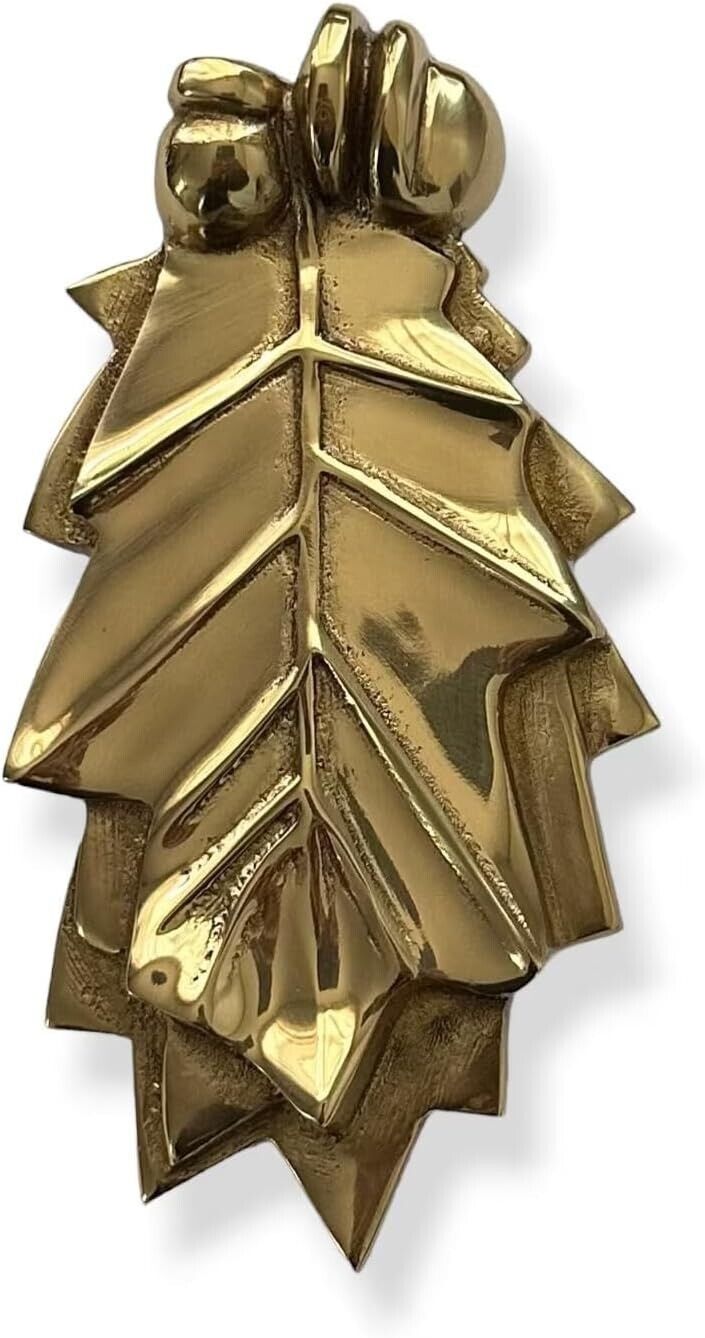 Leaf Design Front Door Knocker Polished Brass