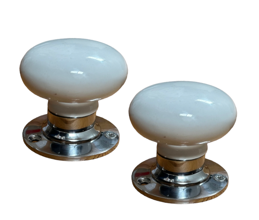 White Ceramic mortice door knob