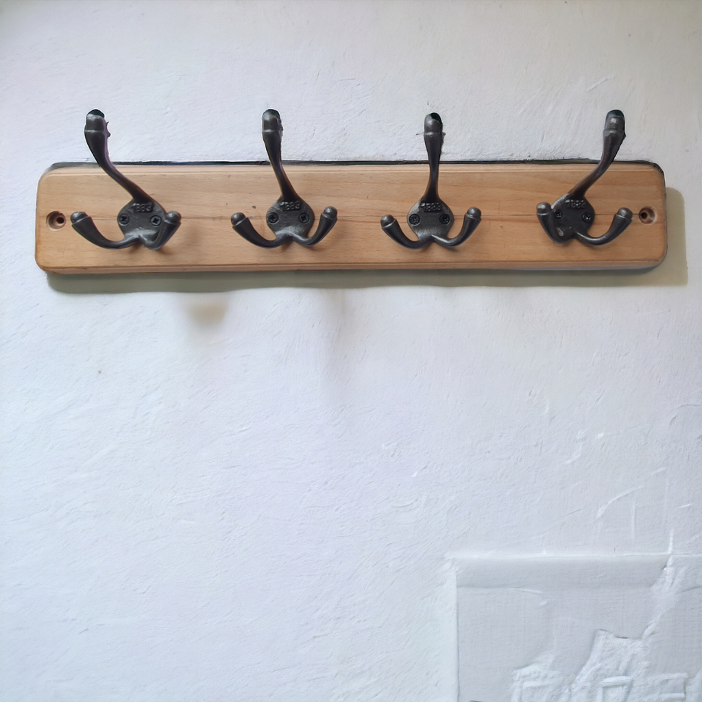 4 1883 Double Hooks on Pine effect wood