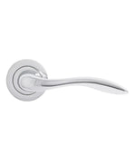 Lever Door Handle On Rose Polished Chrome