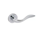 Lever Door Handle On Rose Polished Chrome