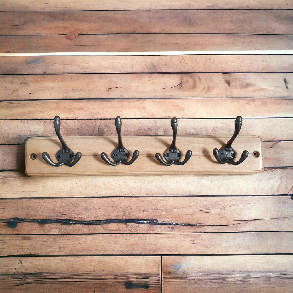 4 1883 Double Hooks on Pine effect wood