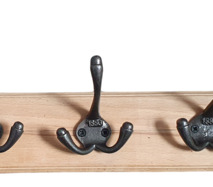 4 1883 Double Hooks on Pine effect wood