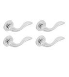 Lever Door Handle On Rose 4 Pack Polished Chrome