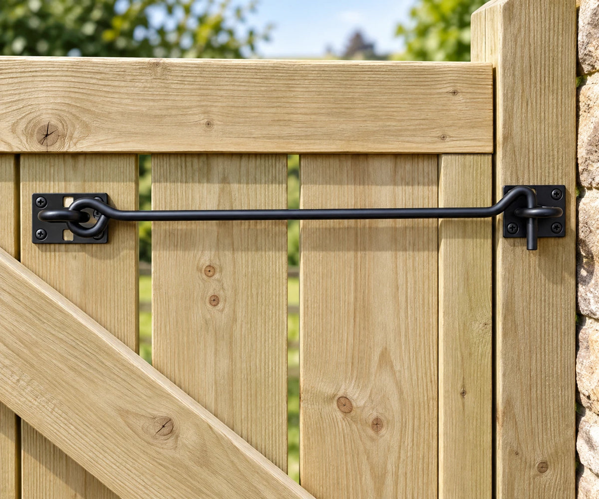 Black Heavy Duty Cabin Hook and Eye 600mm 24"