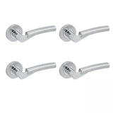 Lever Door Handle On Rose 4 Pack Dual Polished Satin Chrome