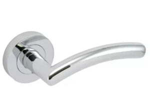 Lever Door Handle On Rose Polished Chrome