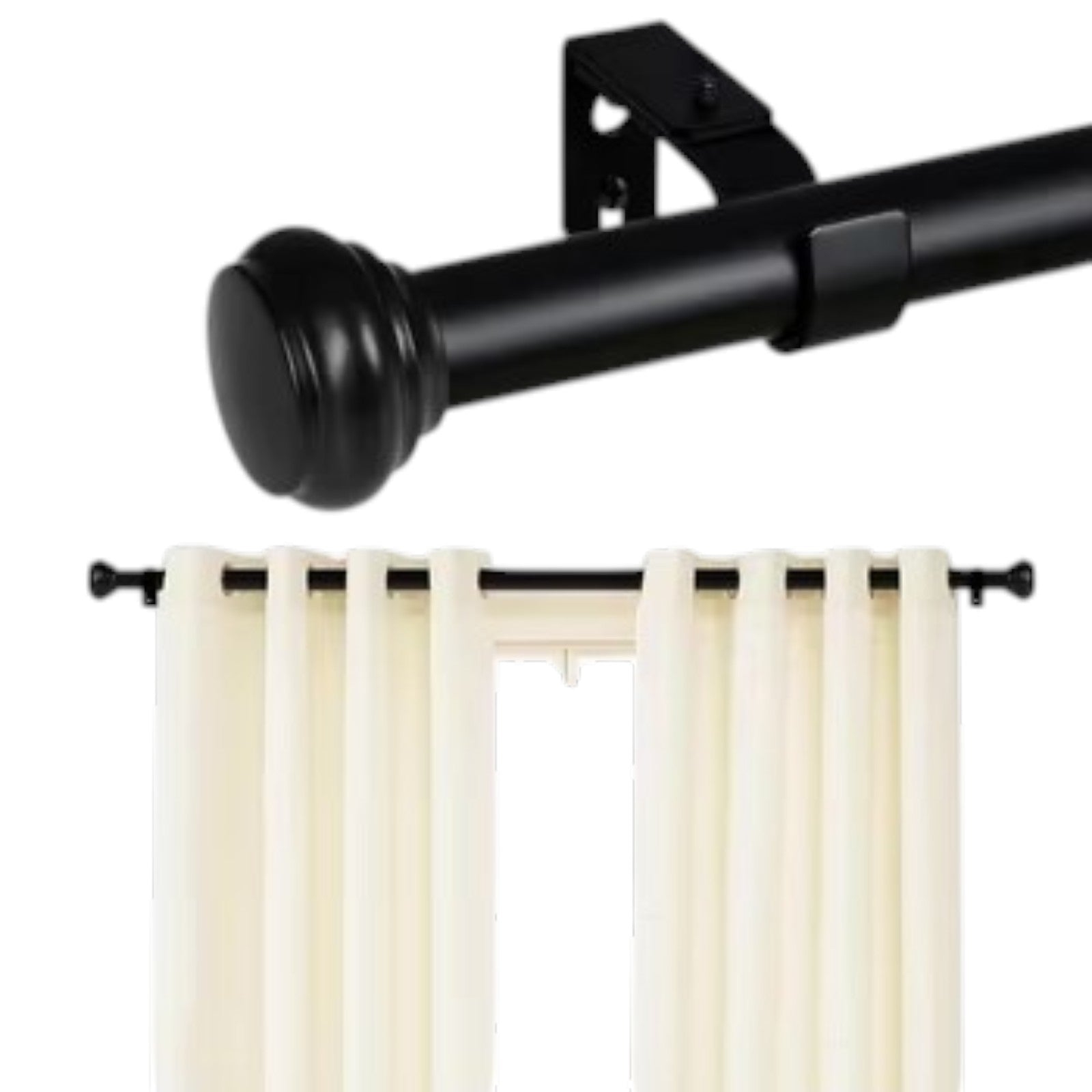 Black Curtain Rod Adjustable Rod 165cm - 305cm