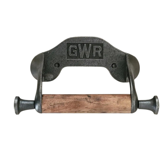 Toilet Roll Holder GWR Long Arm Cast Antique Iron 150mm