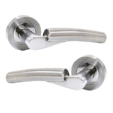 Lever Door Handle On Rose 4 Pack Dual Polished Satin Chrome