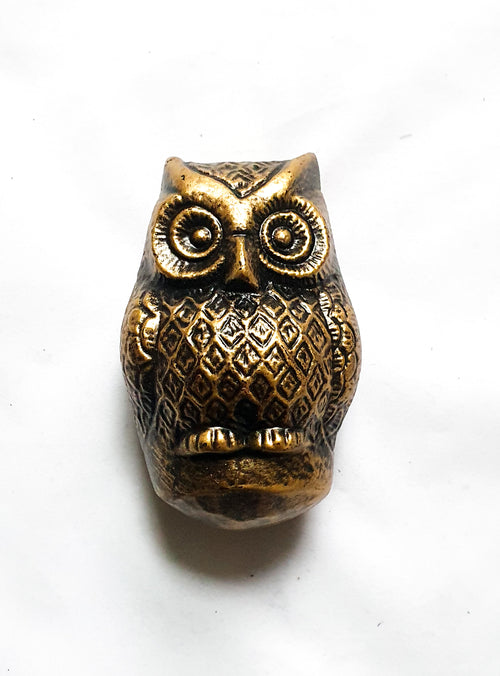 Baby Owl Door Knocker Antique Brass