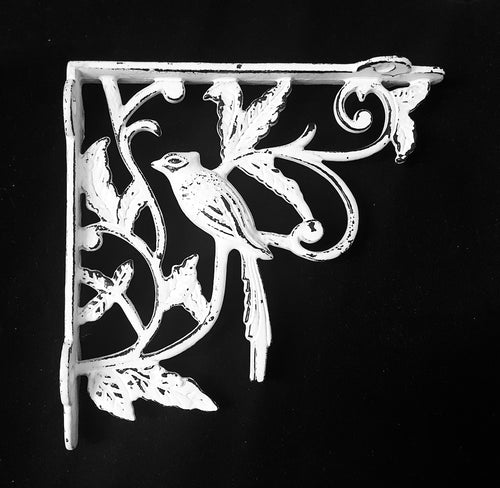 Antique White Bird Design Shelf Wall Bracket