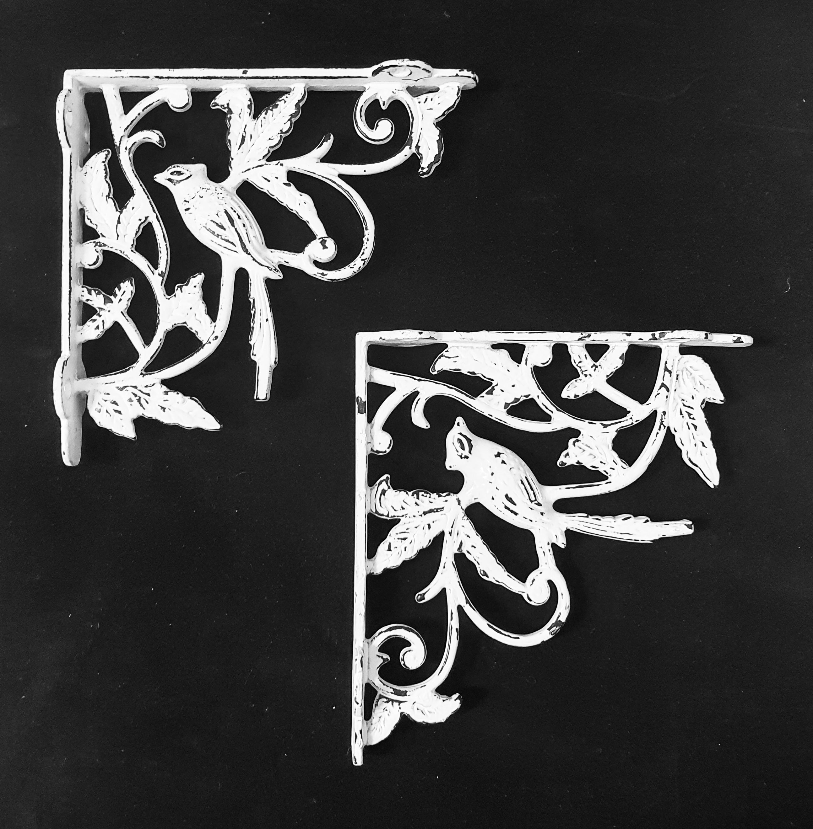 Antique White Bird Design Shelf Wall Bracket