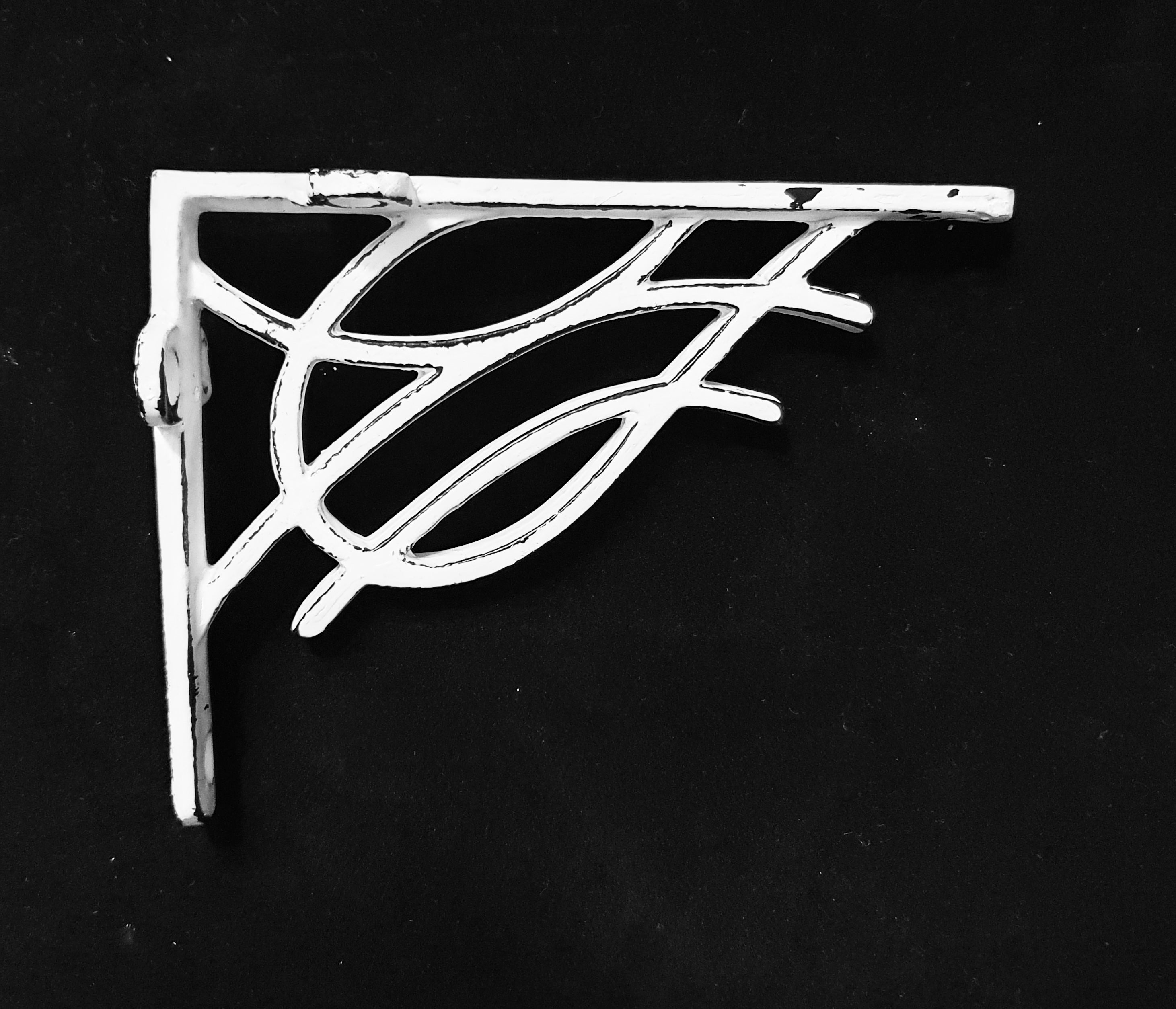 White Antique Wall Shelf Bracket Hook 6 x 5"