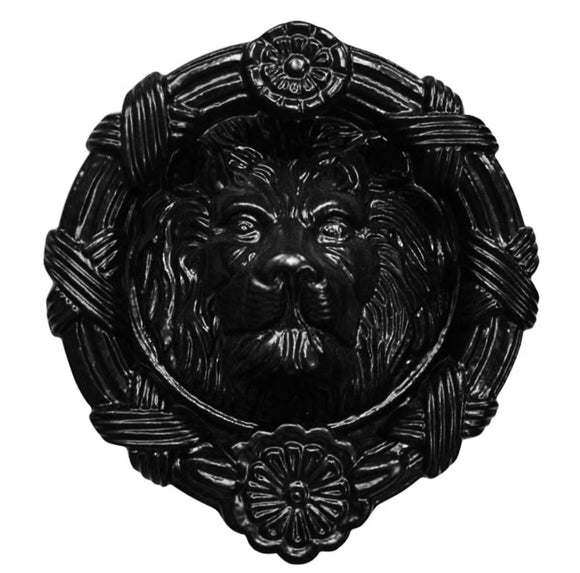 Round Cast Iron Black Lion Door Knocker