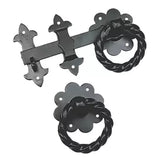 200mm 8” Twisted Ring Gate Latch Black Heavy Duty